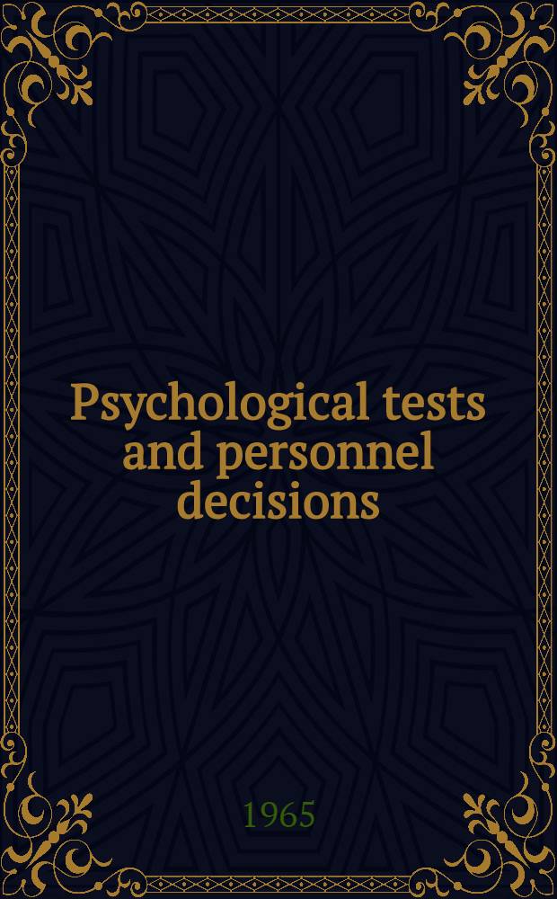Psychological tests and personnel decisions