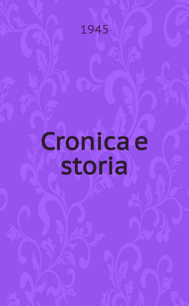 Cronica e storia