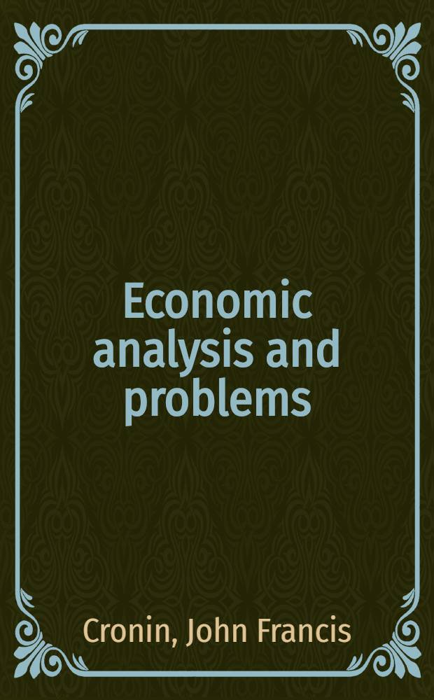 Economic analysis and problems