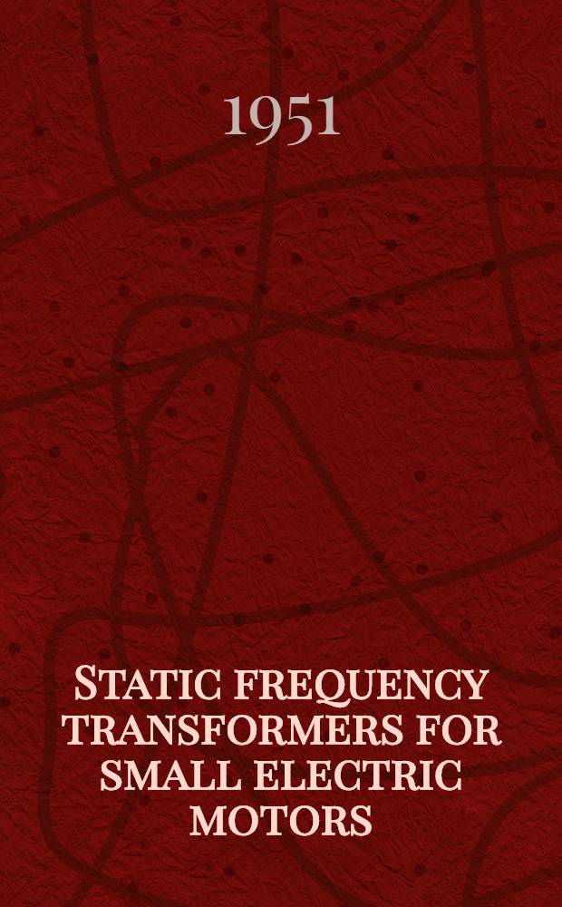 Static frequency transformers for small electric motors