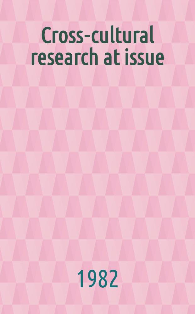 Cross-cultural research at issue