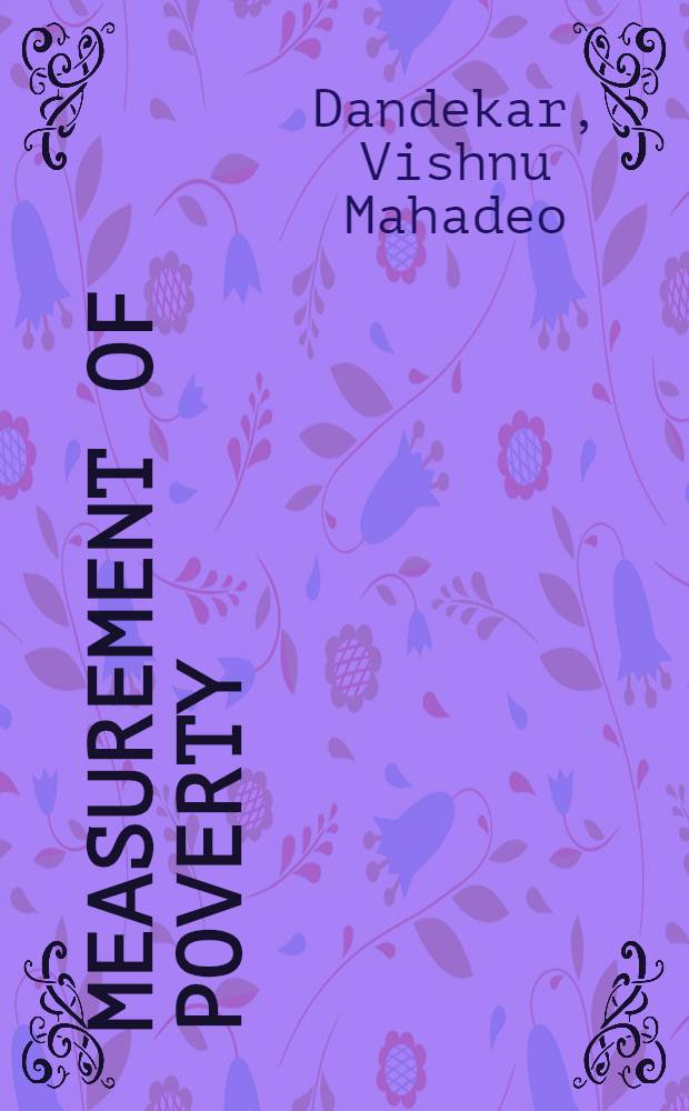 Measurement of poverty