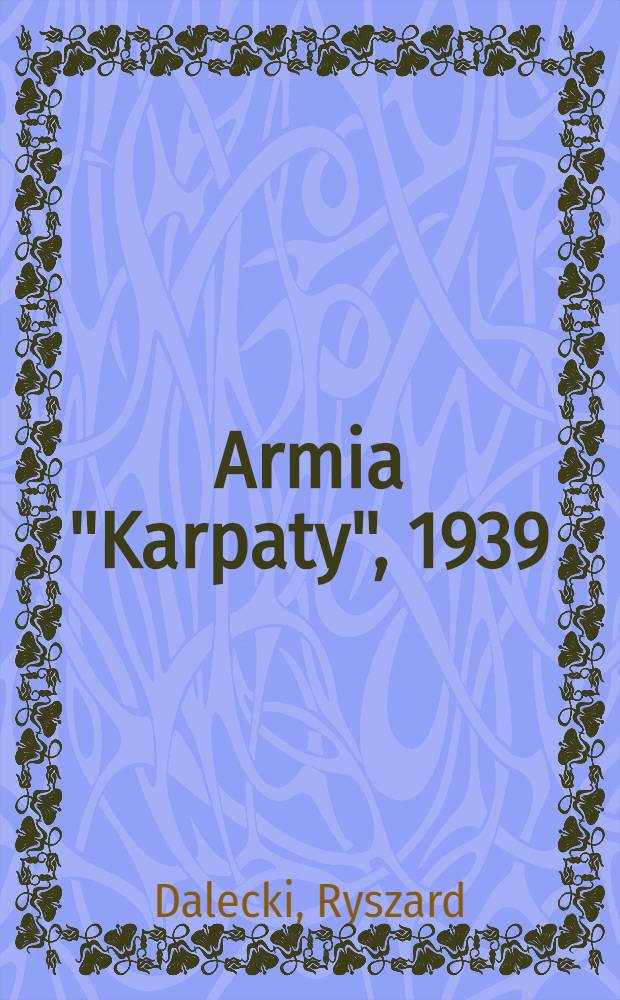 Armia "Karpaty", 1939