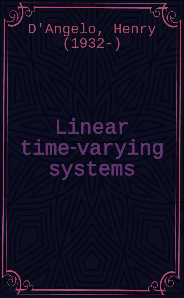 Linear time-varying systems: analysis and synthesis