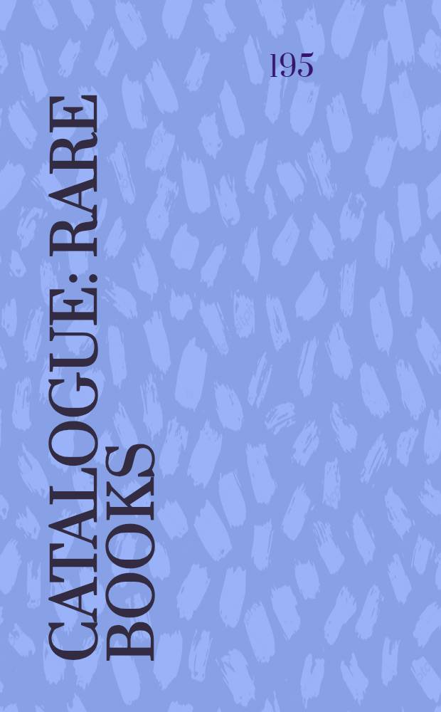 Catalogue : Rare books