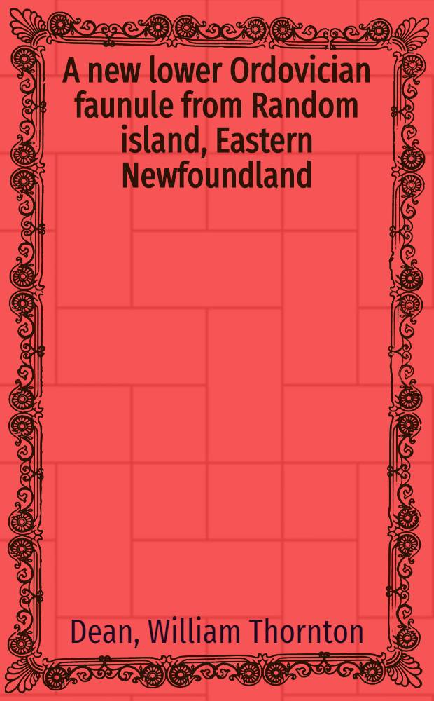 A new lower Ordovician faunule from Random island, Eastern Newfoundland
