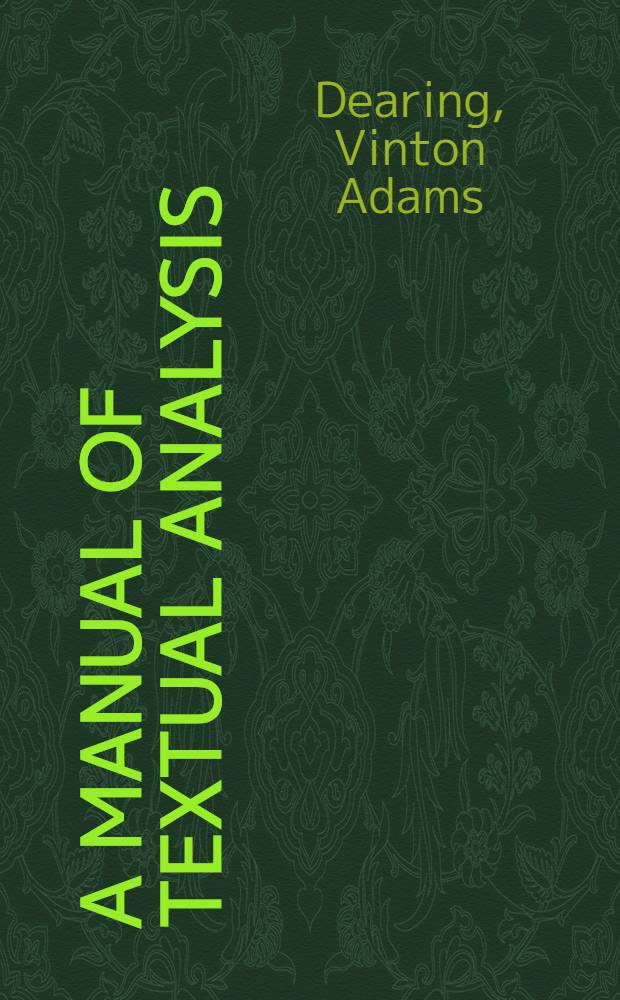 A manual of textual analysis