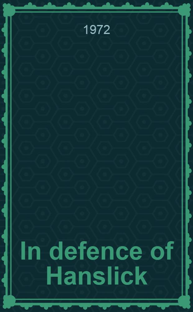 In defence of Hanslick