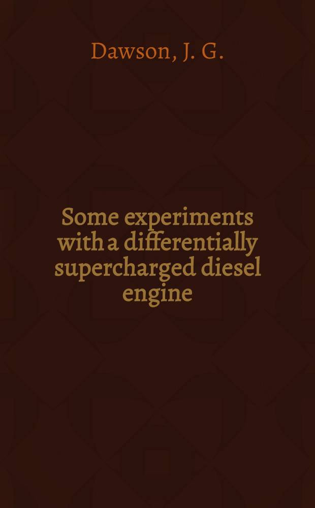 Some experiments with a differentially supercharged diesel engine