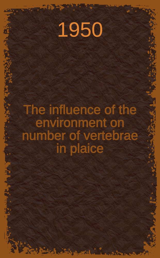 The influence of the environment on number of vertebrae in plaice