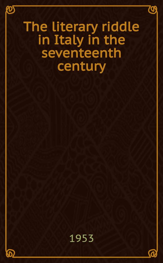 The literary riddle in Italy in the seventeenth century