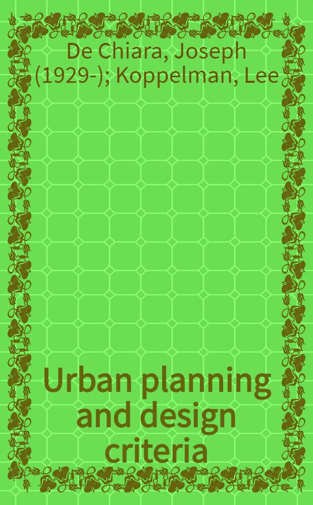 Urban planning and design criteria