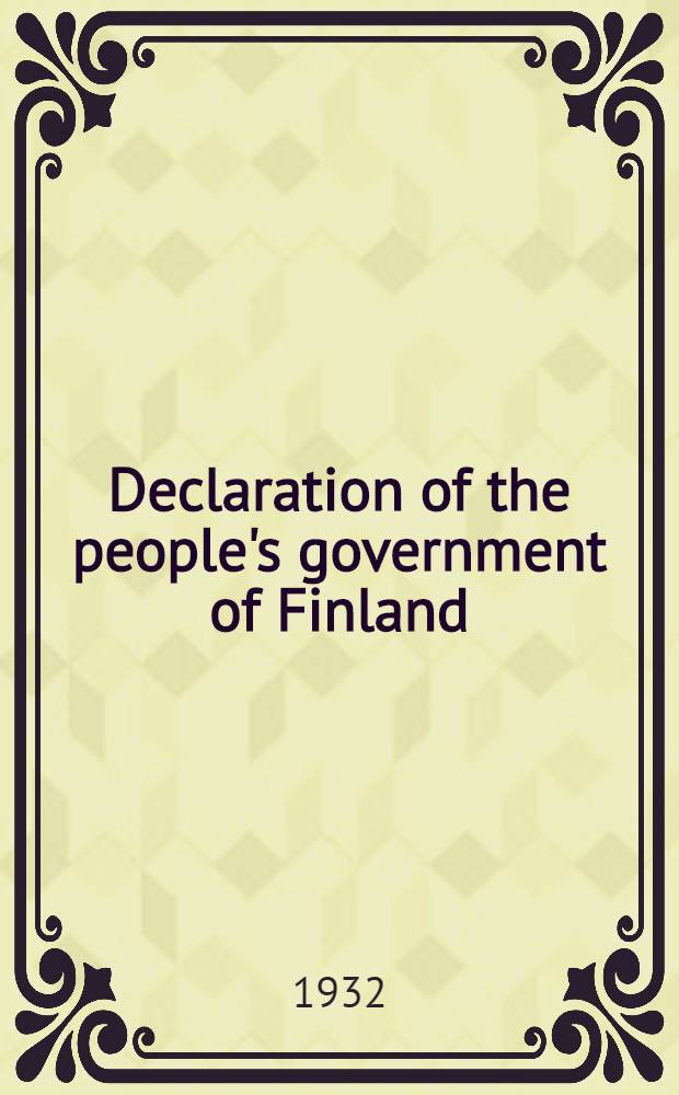 Declaration of the people's government of Finland
