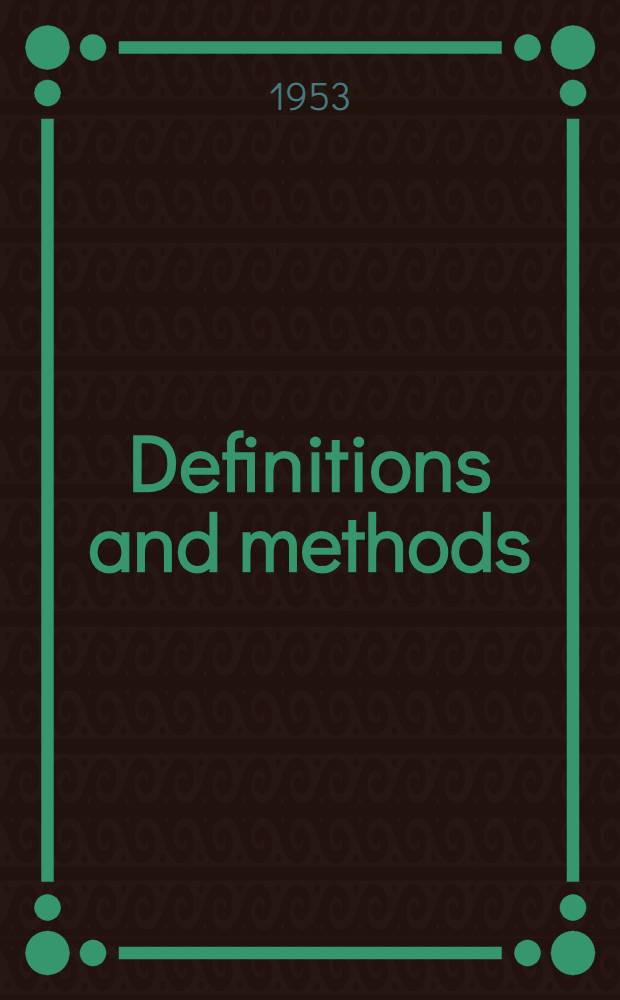 Definitions and methods