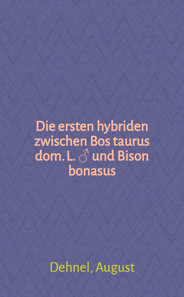 [Die ersten hybriden zwischen Bos taurus dom. L. ♂ und Bison bonasus (L.) ♀]