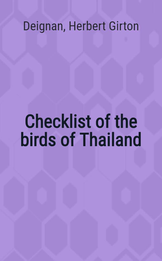Checklist of the birds of Thailand