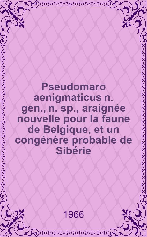 Pseudomaro aenigmaticus n. gen., n. sp., araignée nouvelle pour la faune de Belgique, et un congénère probable de Sibérie