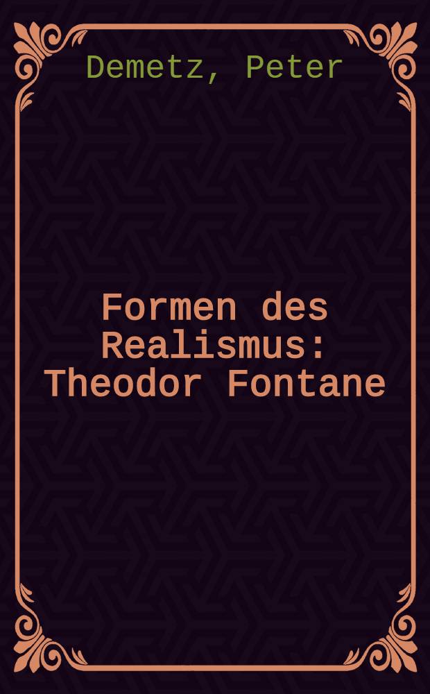 Formen des Realismus : Theodor Fontane