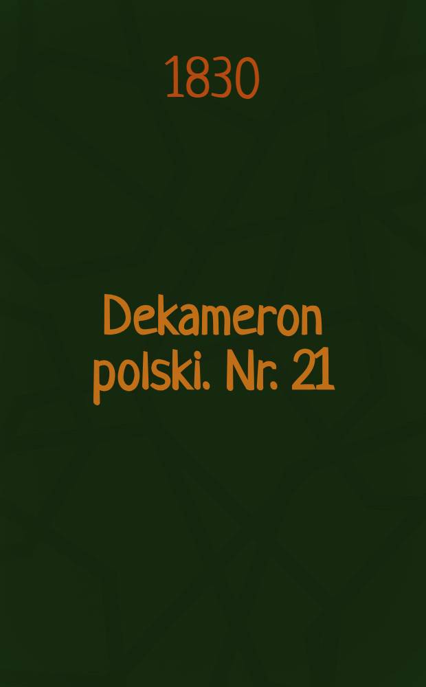 Dekameron polski. Nr. 21
