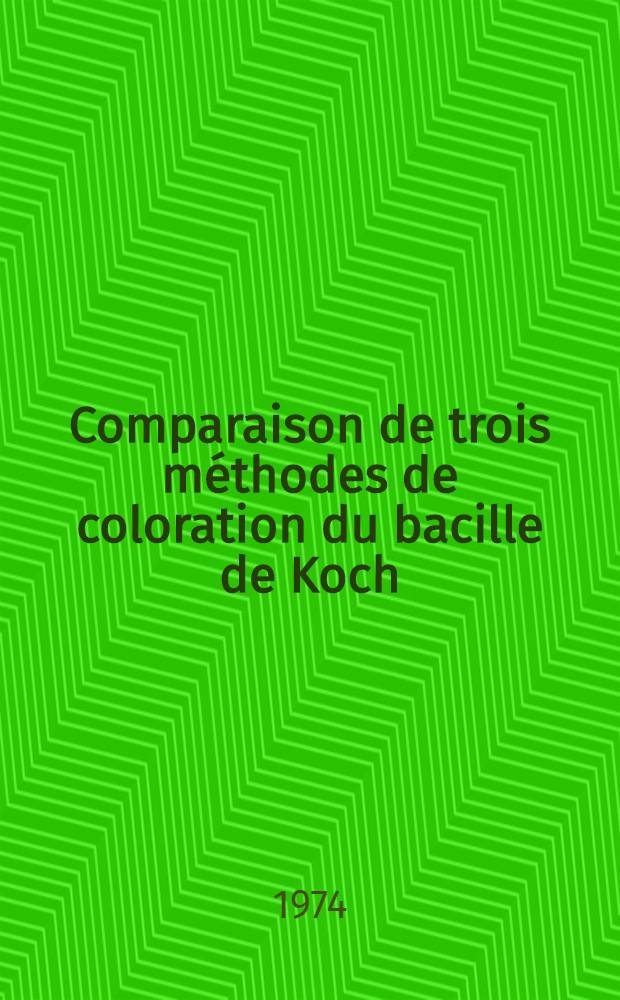 Comparaison de trois m&eacute;thodes de coloration du bacille de Koch : Th&egrave;se