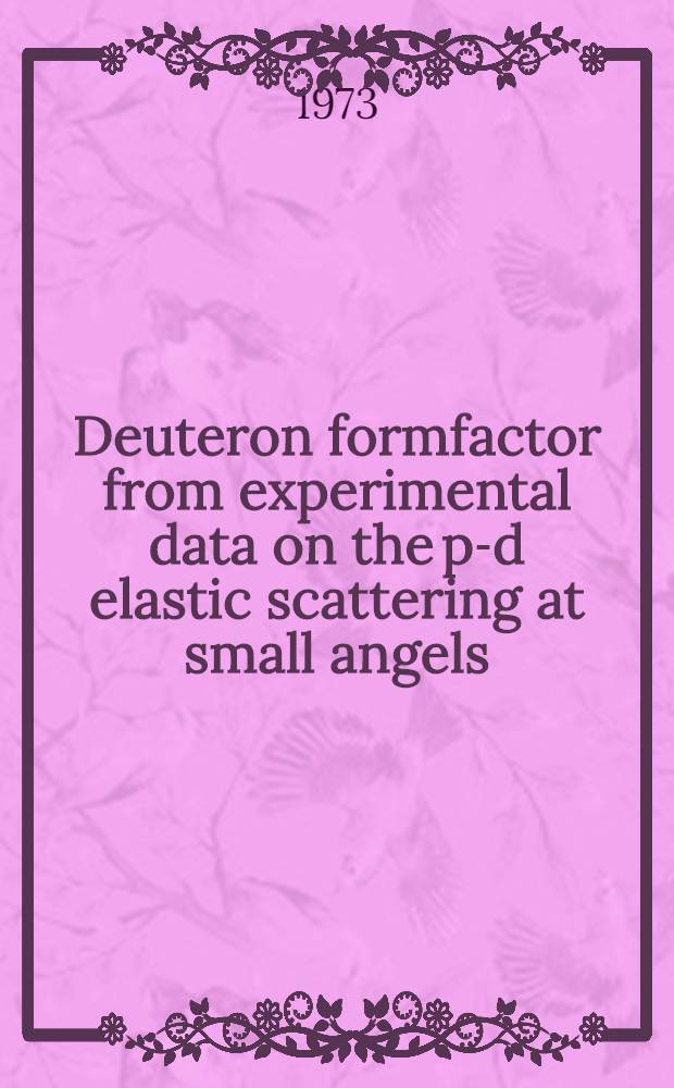 Deuteron formfactor from experimental data on the p-d elastic scattering at small angels