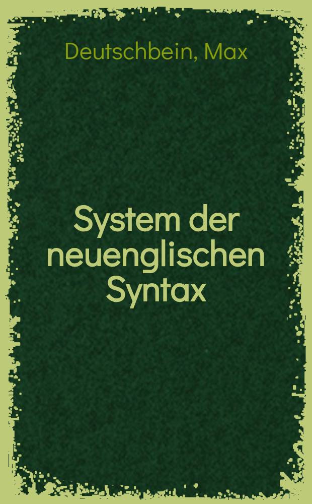 System der neuenglischen Syntax