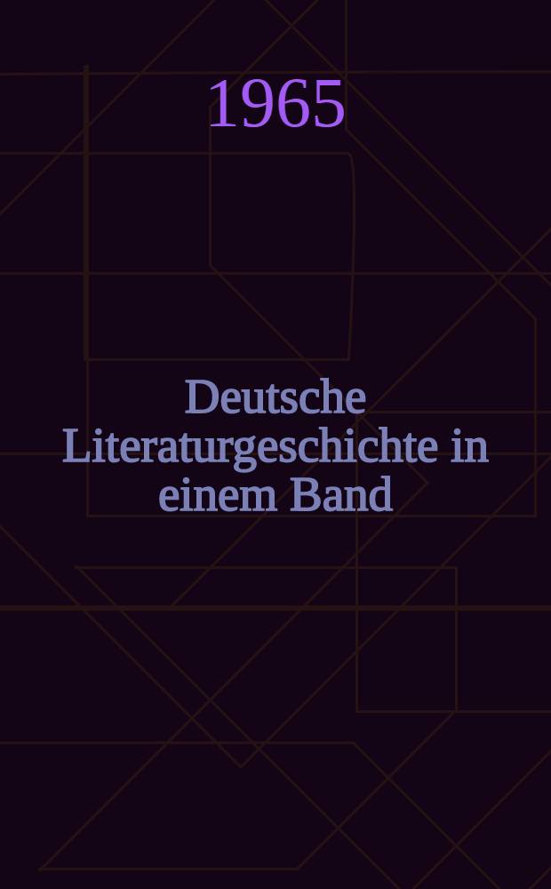 Deutsche Literaturgeschichte in einem Band