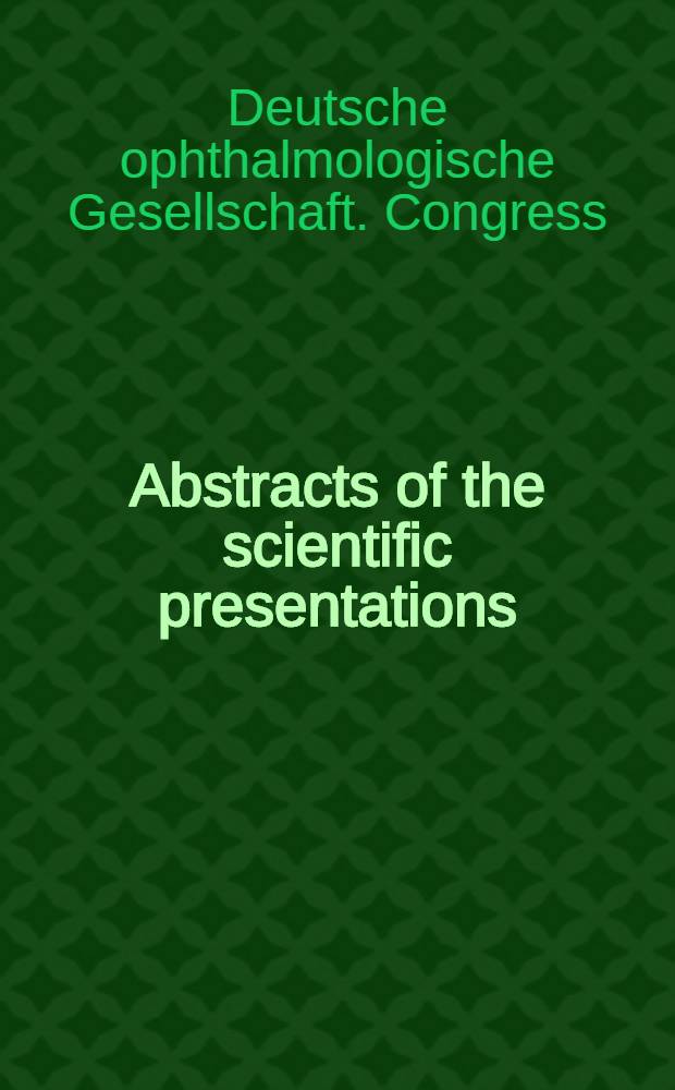 Abstracts of the scientific presentations