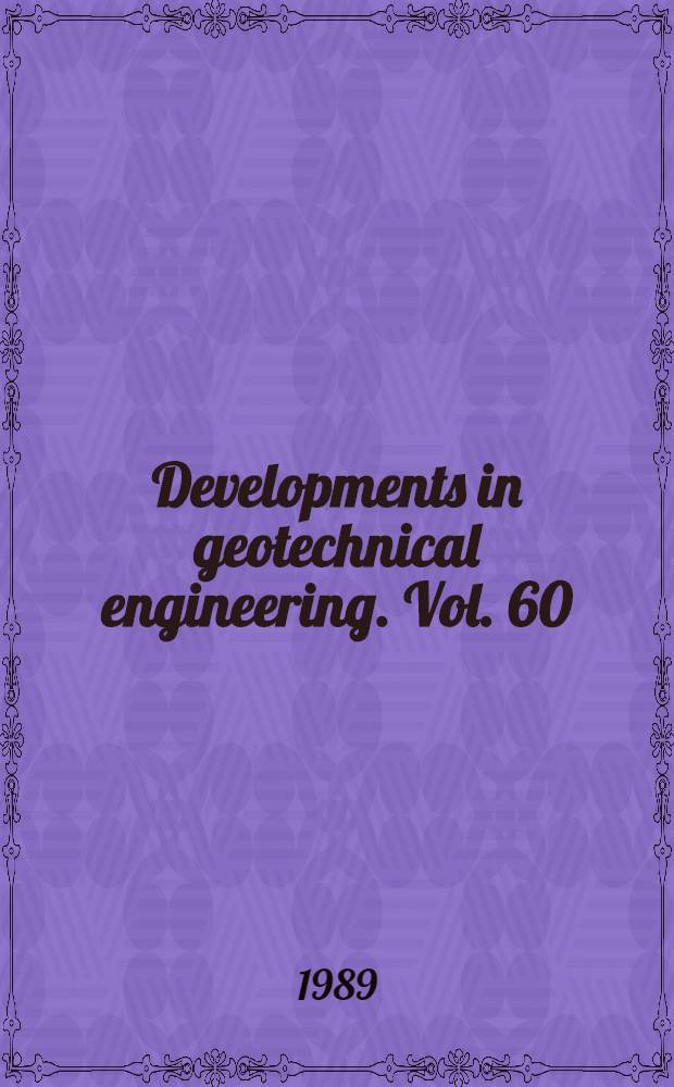 Developments in geotechnical engineering. [Vol.] 60 : Water-well design and construction