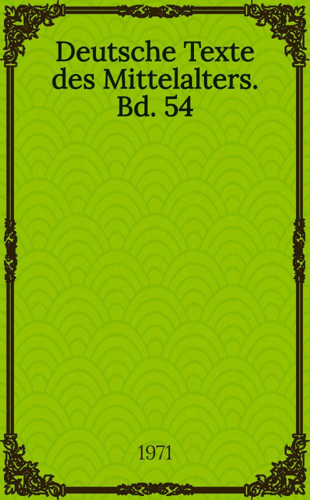 Deutsche Texte des Mittelalters. Bd. 54 : Die niederdeutschen Bibelfrühdrucke