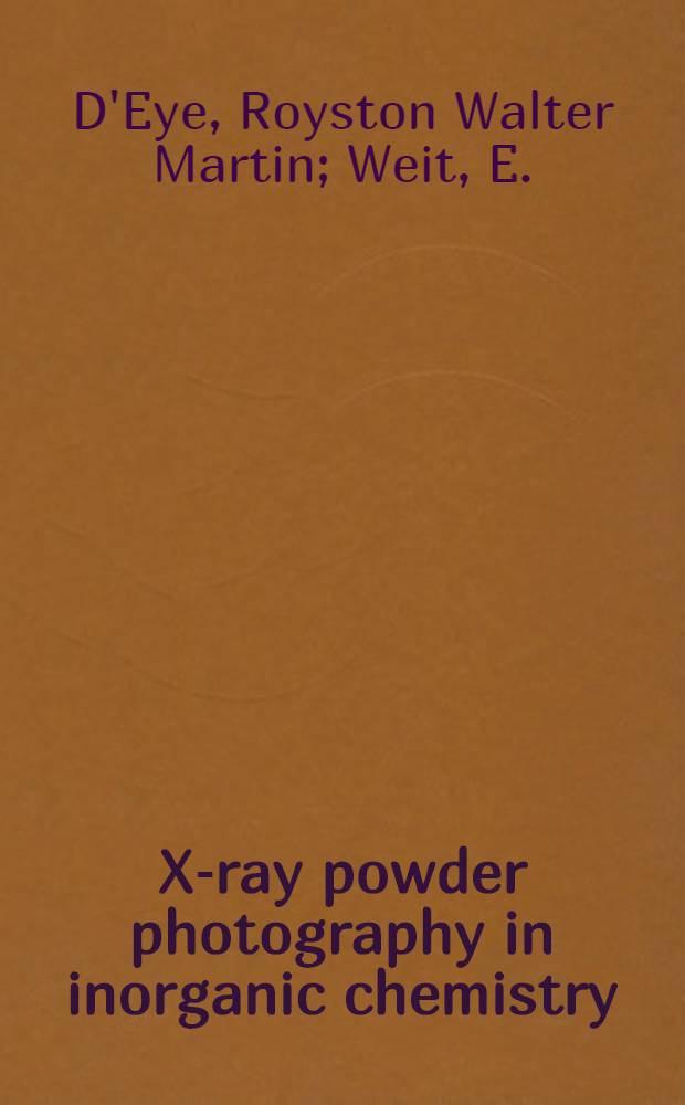 X-ray powder photography in inorganic chemistry