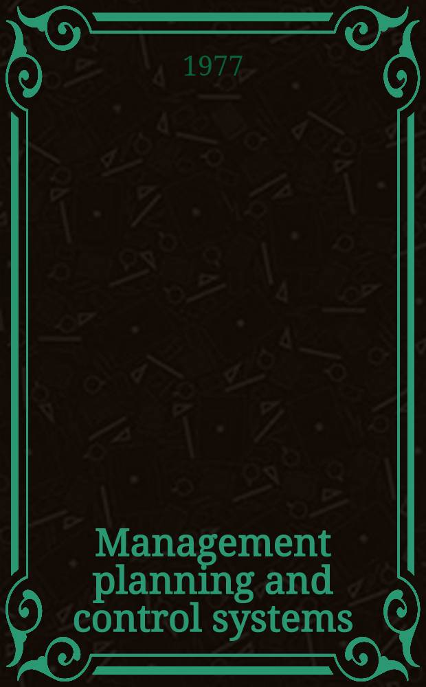 Management planning and control systems : Advanced concepts a. cases