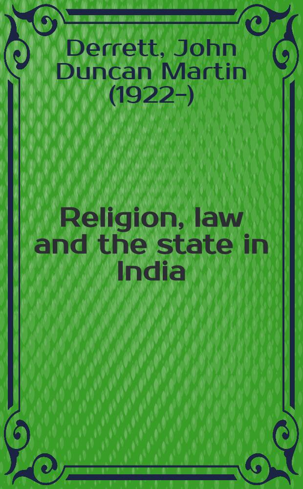Religion, law and the state in India