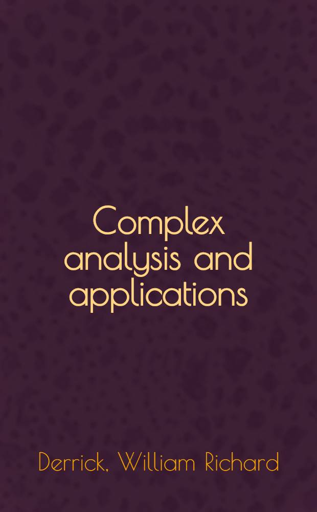 Complex analysis and applications