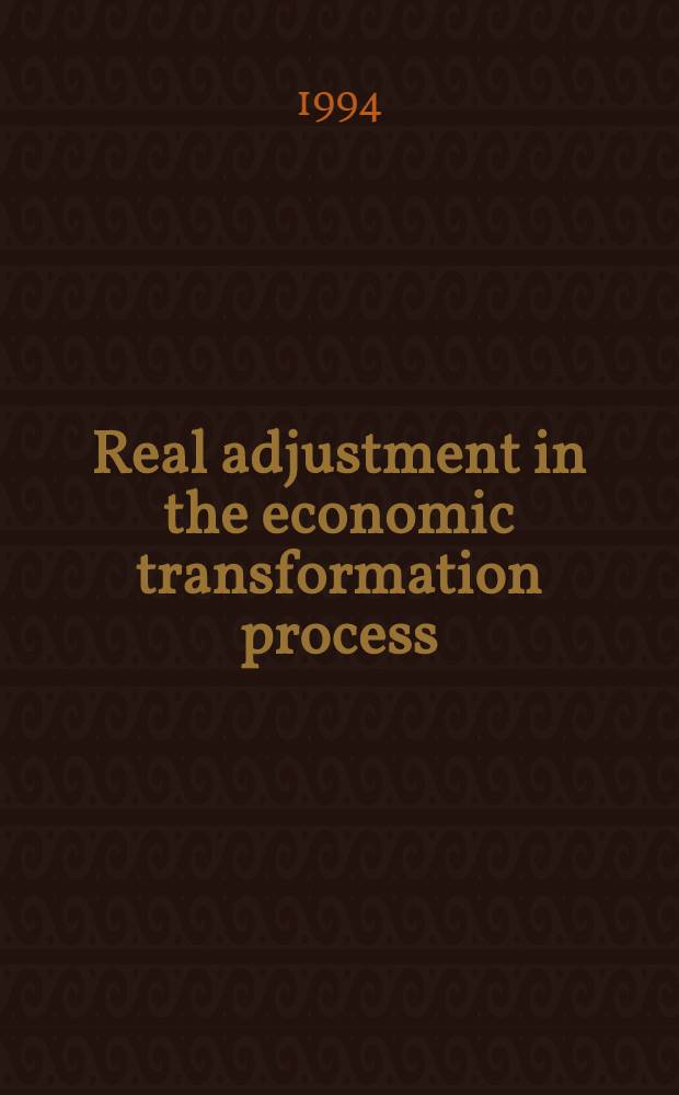 Real adjustment in the economic transformation process : The industr. sector of Vietnam 1986-1992