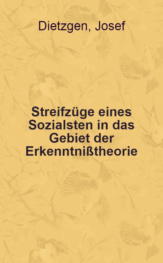 Streifzüge eines Sozialsten in das Gebiet der Erkenntnißtheorie