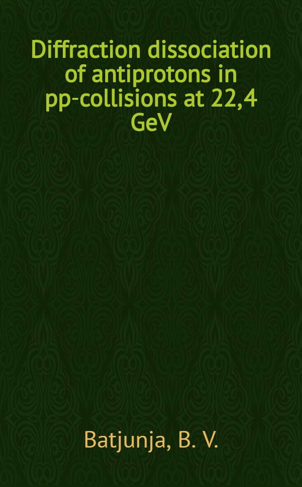 Diffraction dissociation of antiprotons in pp-collisions at 22, 4 GeV/c : Dubna - Alma-Ata - Erevan - Helsinki - Moscow - Prague - Tbilisi collab