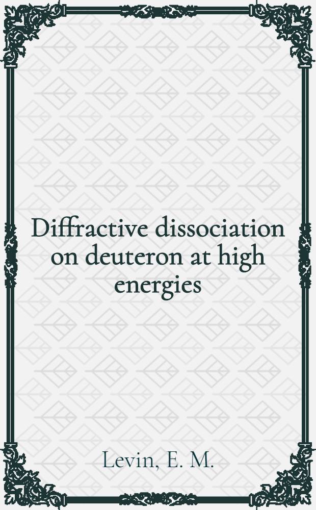 Diffractive dissociation on deuteron at high energies