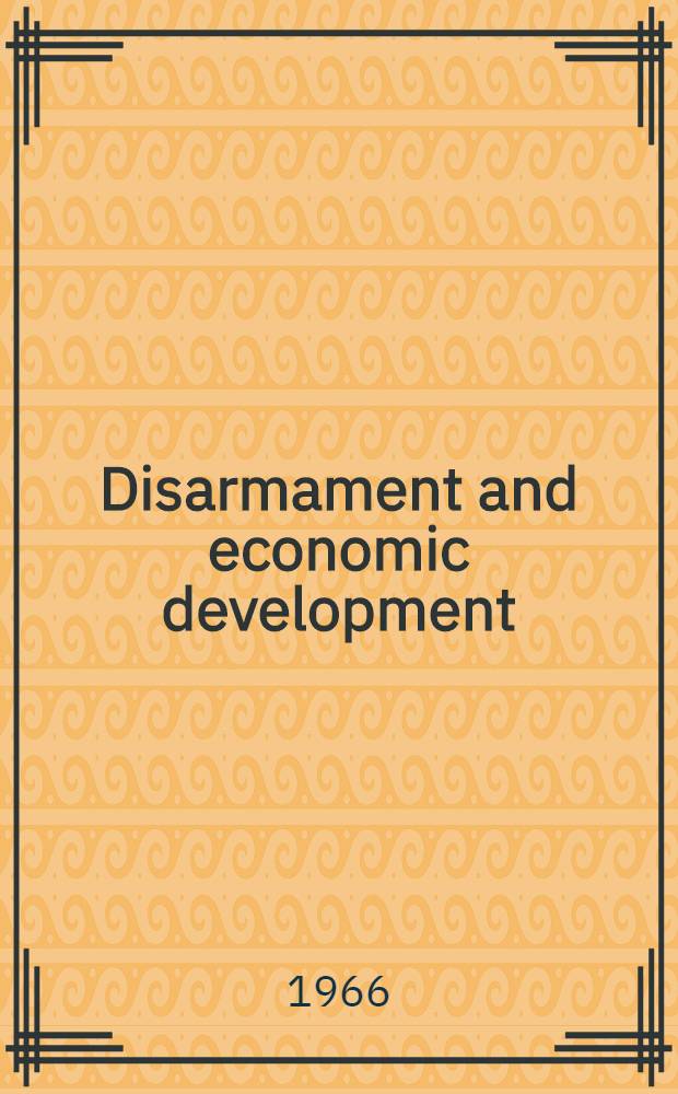 Disarmament and economic development