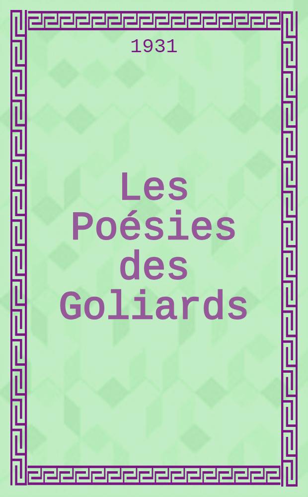 Les Poésies des Goliards