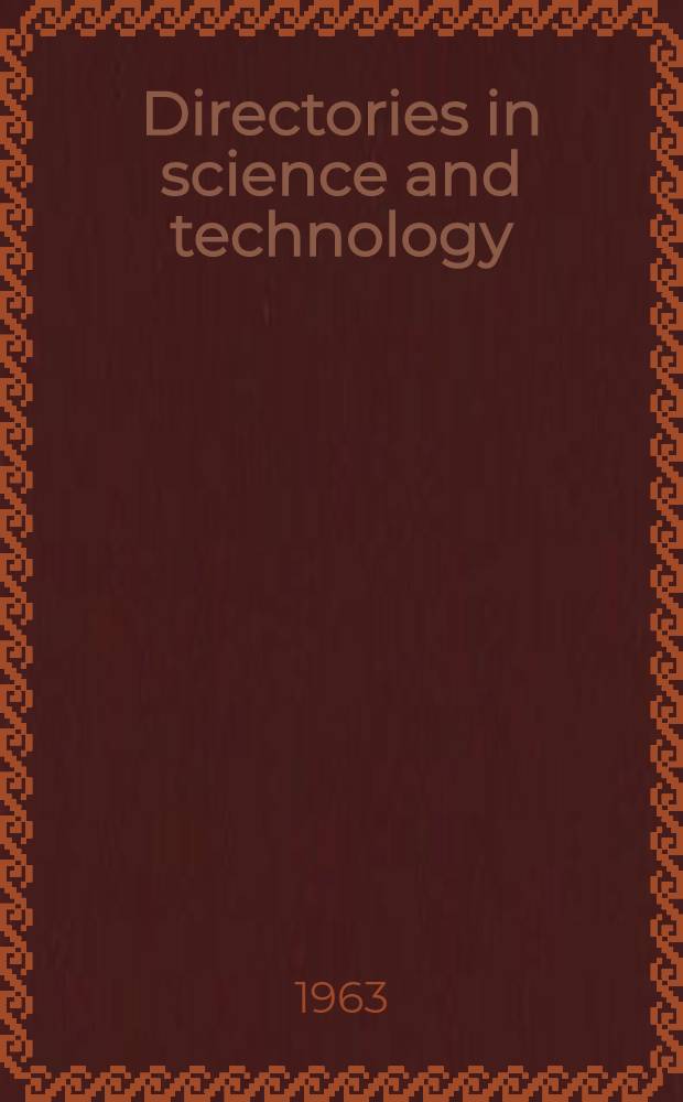 Directories in science and technology : A provisional checklist