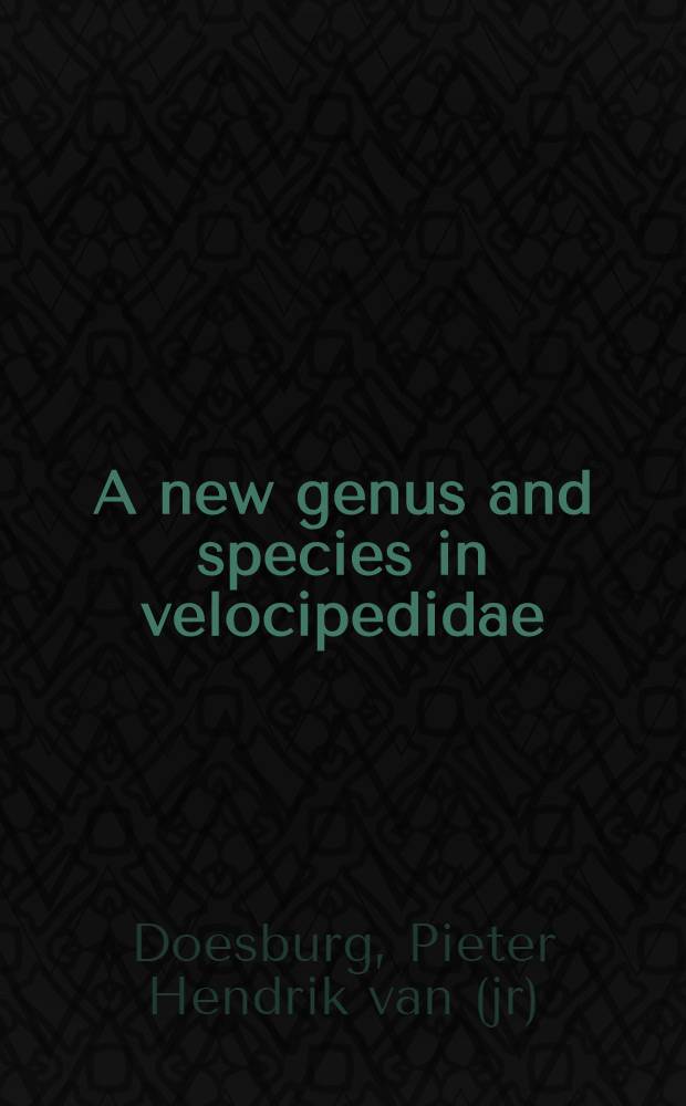 A new genus and species in velocipedidae (Heteroptera)