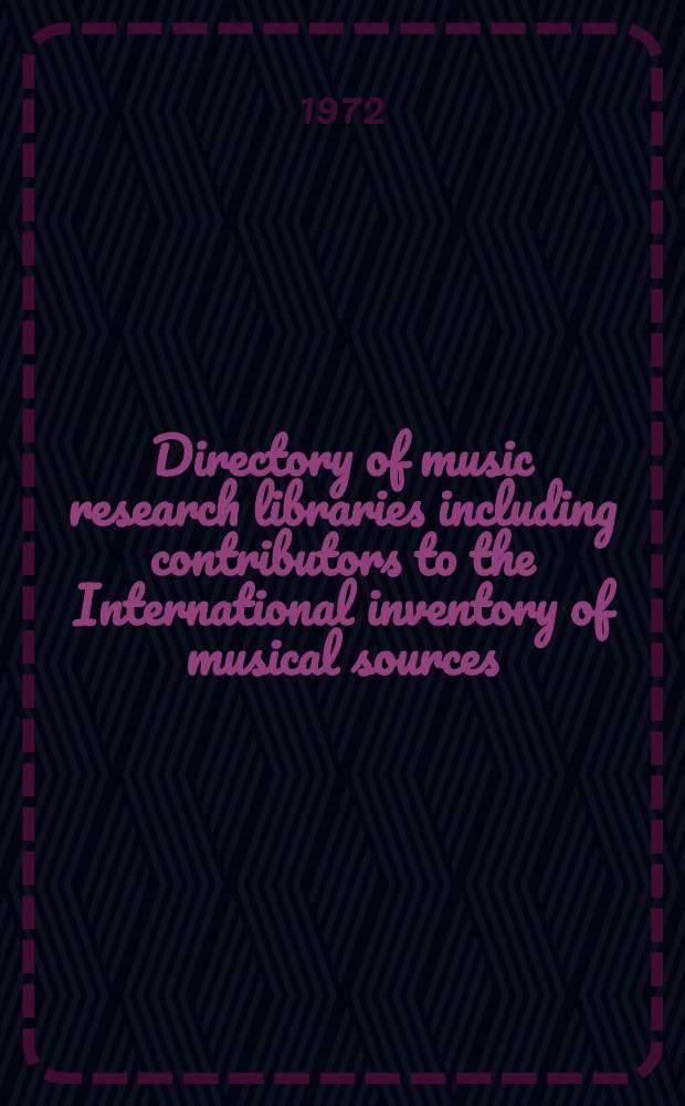 Directory of music research libraries including contributors to the International inventory of musical sources (RISM). P. 3 : Spain, France, Italy, Portugal