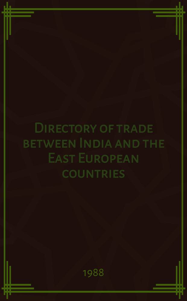 Directory of trade between India and the East European countries