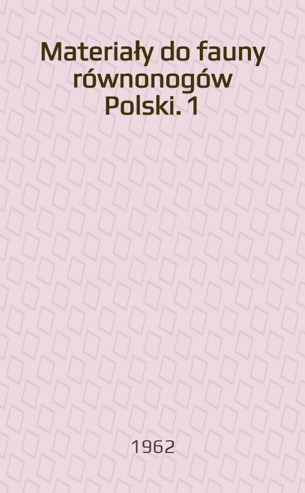 Materiały do fauny równonogów Polski. 1 : Isopoda terrestria