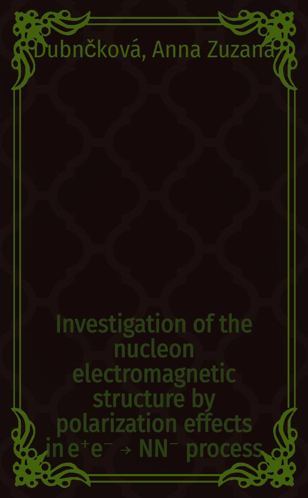 Investigation of the nucleon electromagnetic structure by polarization effects in e⁺e⁻ ￫ NN⁻ process