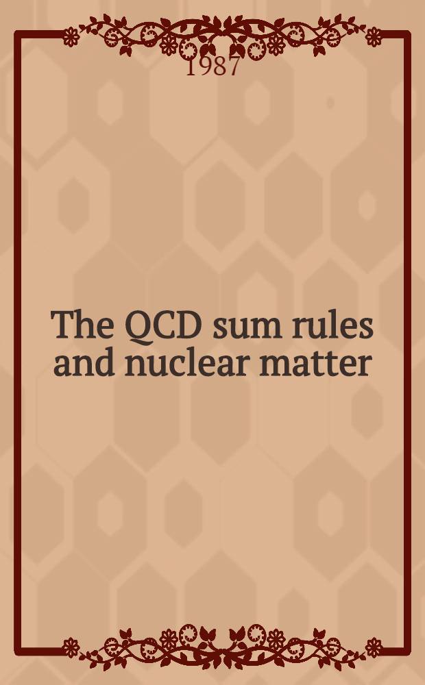 The QCD sum rules and nuclear matter