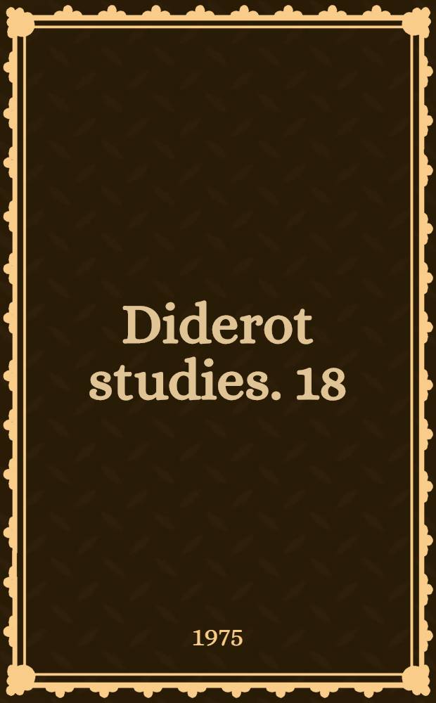 Diderot studies. 18