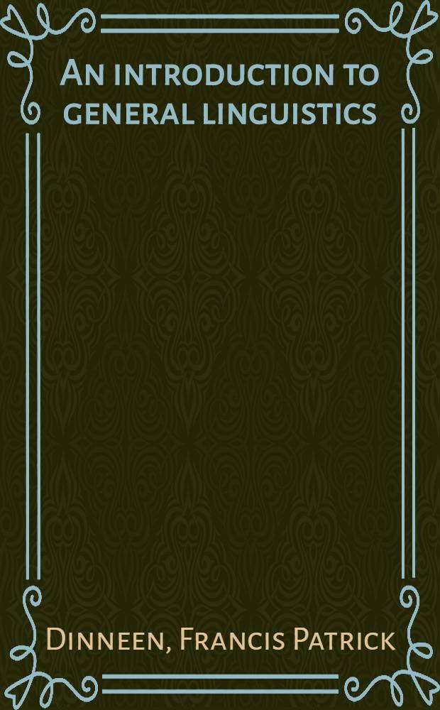 An introduction to general linguistics