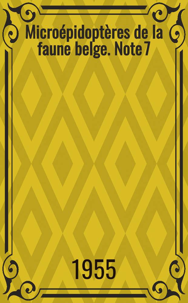 Micro&eacute;pidopt&egrave;res de la faune belge. Note 7
